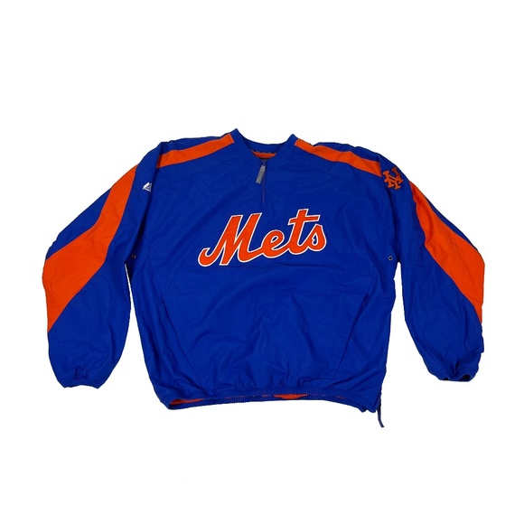 Majestic Cooperstown Collection MLB NY Mets Quarter-Zip Pullover - Picture 1 of 6